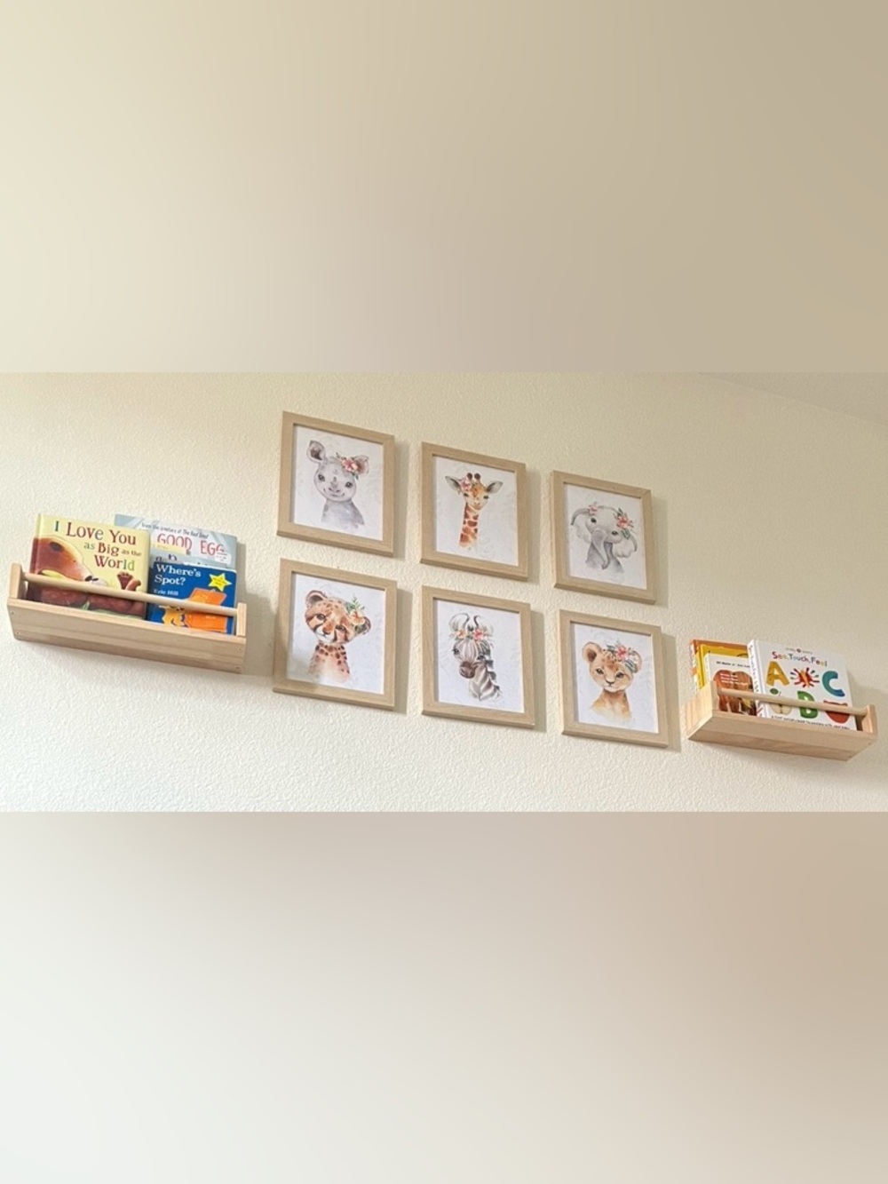Set of 2 Floating Wooden Nursery Shelves / Bookshelves